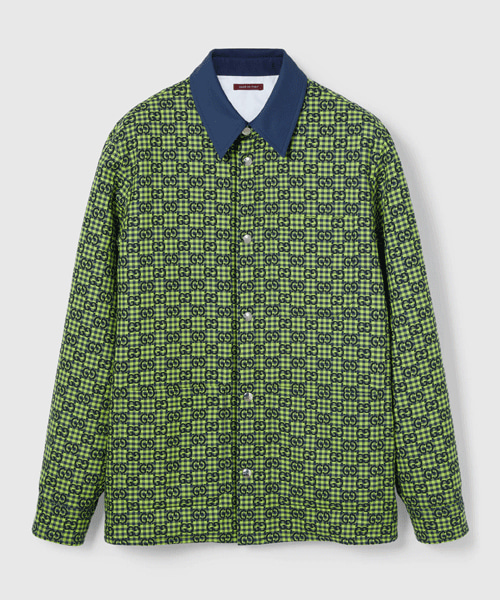 GG 깅엄 코튼 울 셔츠 자켓