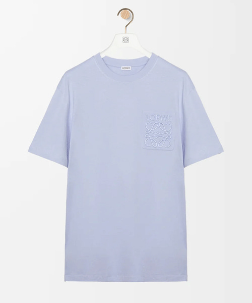 로고 자수 포켓 코튼 티셔츠