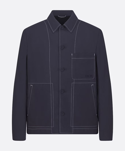 네이비 블루 코튼 실크 캔버스 워크웨어 재킷