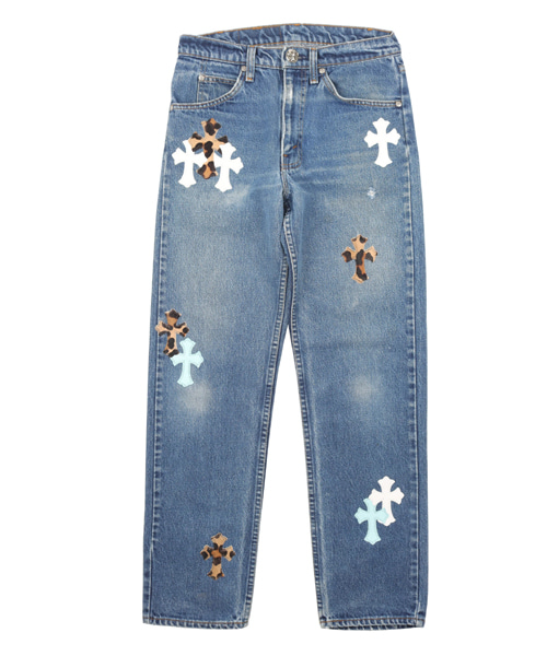 멀티 컬러 리바이스 패치 데님