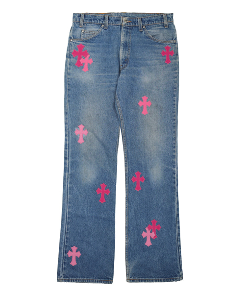 크로스 패치 데님 팬츠