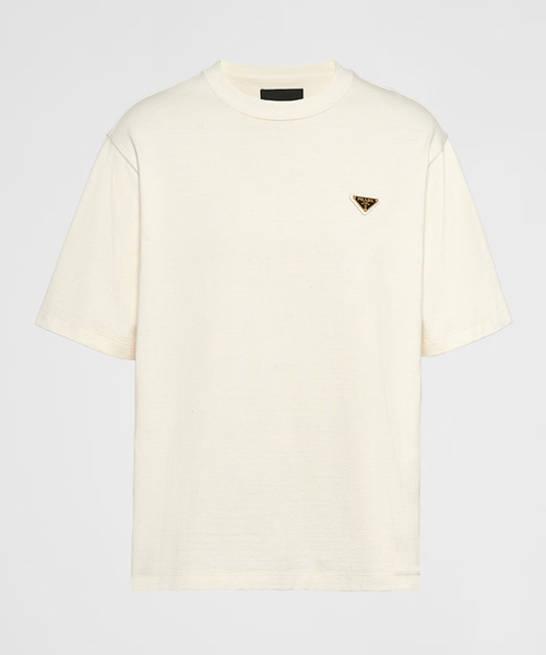 삼각 로고 패치 코튼 티셔츠