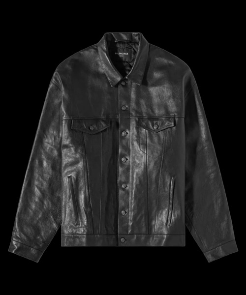 버팔로 레더 패디드 트러커 자켓