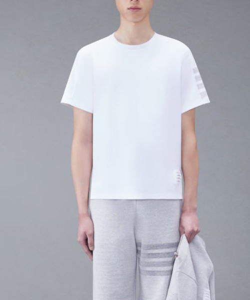 코튼 4-바 숏 슬리브 티셔츠