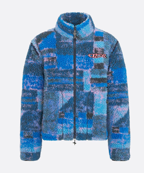 블루 테크니컬 플리스 지퍼 재킷