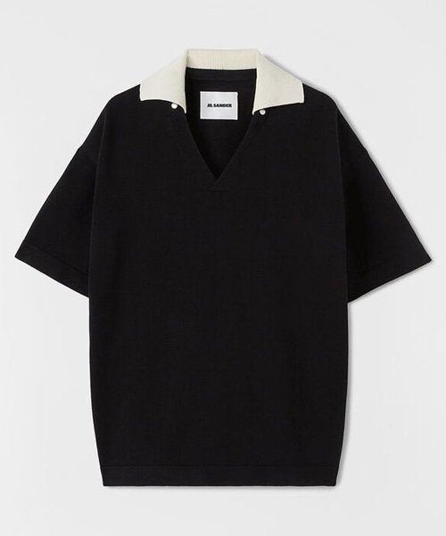 코튼 니트 V넥 폴로 셔츠