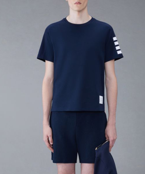 코튼 4-바 숏 슬리브 티셔츠