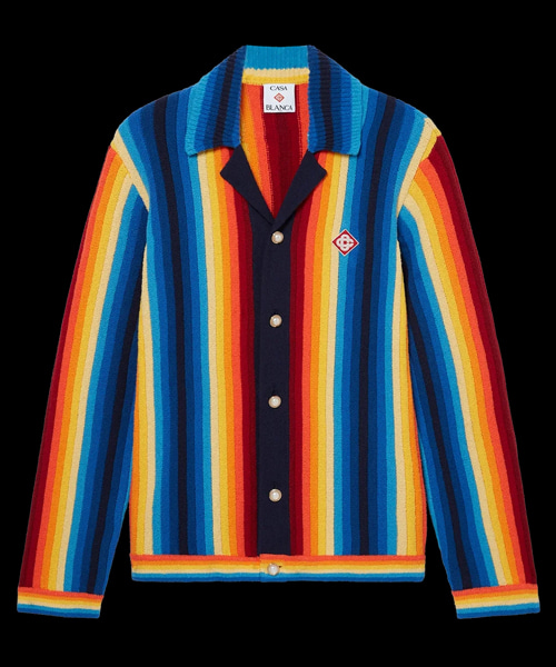 그라디언트 스트라이프 타월링 셔츠 자켓