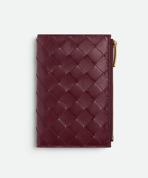 미디엄 인트레치아토 폴더형 지퍼 지갑