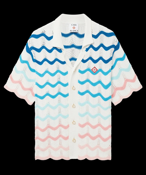 그라디언트 웨이브 크로셰 셔츠