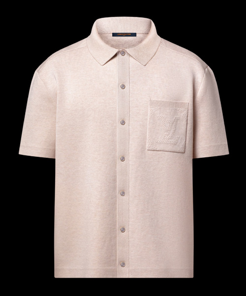 모노그램 엠보스드 숏 슬리브 니트 셔츠