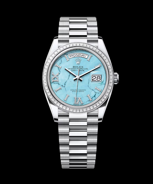 데이-데이트 36 화이트 골드 터쿼이즈