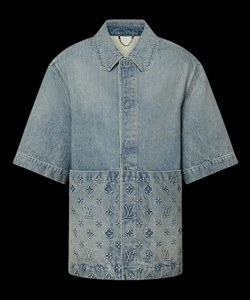 숏 슬리브 데님 워크웨어 셔츠