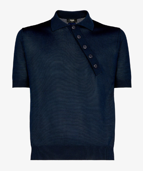 블루 비스코스 폴로 셔츠
