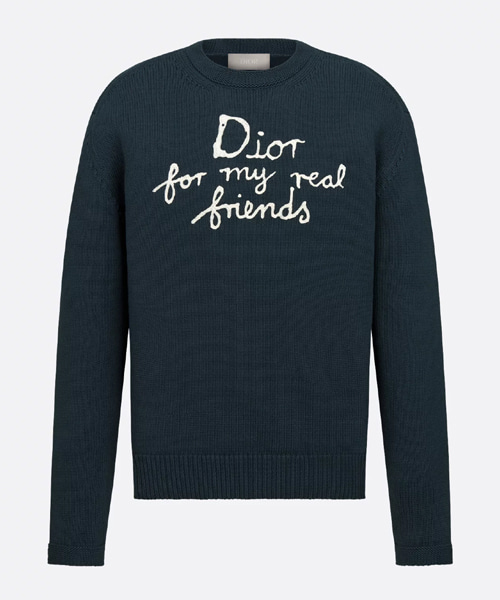 블루 코튼 블렌드 저지 스웨터