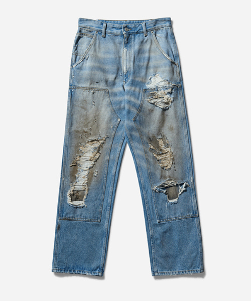 데미지 빈티지 워싱 데님 팬츠