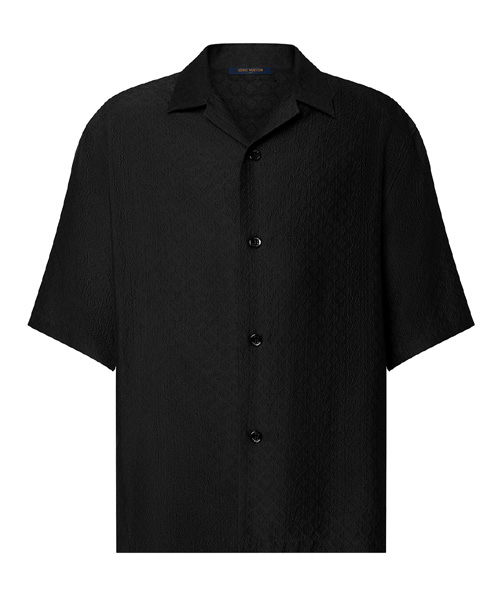 미니 모노그램 실크 블렌드 숏 슬리브 셔츠