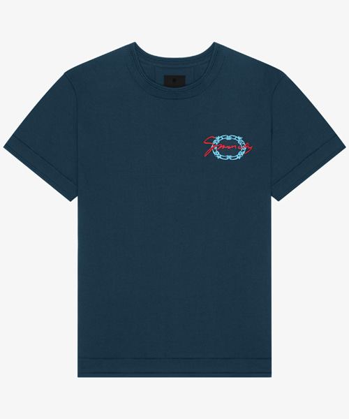 메달리온 자수 코튼 티셔츠