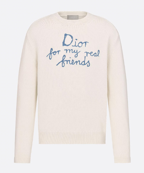 화이트 코튼 블렌드 저지 스웨터