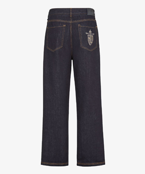 패치 자수 블루 진