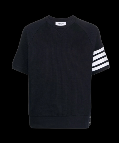 컴팩트 와플 사선 숏 슬리브 티셔츠