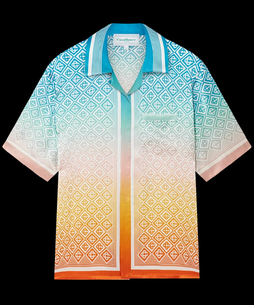 그라디언트 모노그램 실크 셔츠