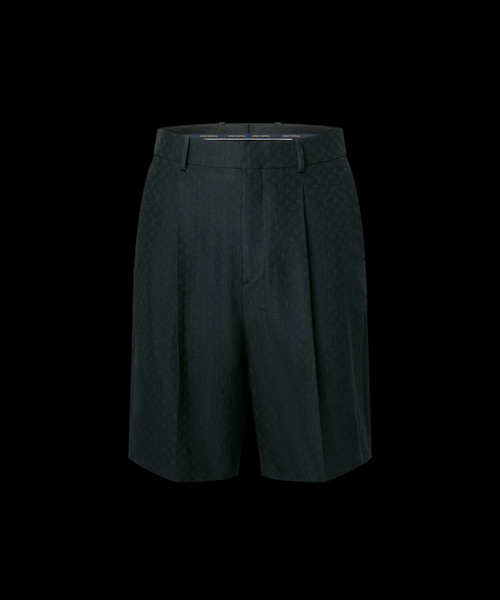 미니 모노그램 실크 코튼 블렌드 테일러드 쇼츠