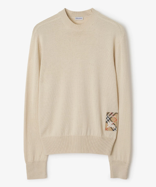 체크 라벨 울 스웨터