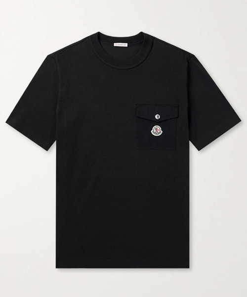 포켓 로고 패치 코튼 티셔츠