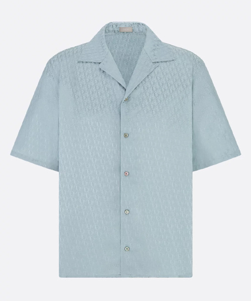 디올 오블리크 실크 코튼 자카드 반소매 셔츠