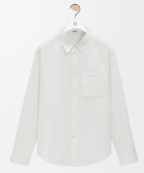 로고 자수 포플린 코튼 셔츠