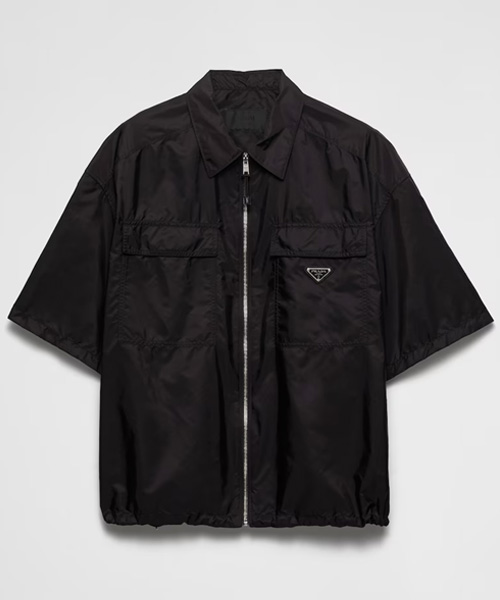 리나일론  숏 슬리브 집업 셔츠