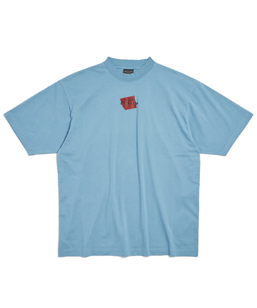 테이프드 발렌시아가 백 코튼 티셔츠