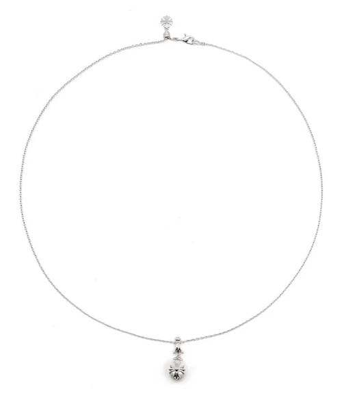 미키모토 18K 화이트 골드 크로스 진주 네크리스