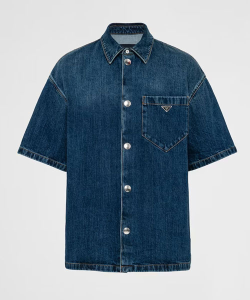 삼각 로고 패치 데님 셔츠