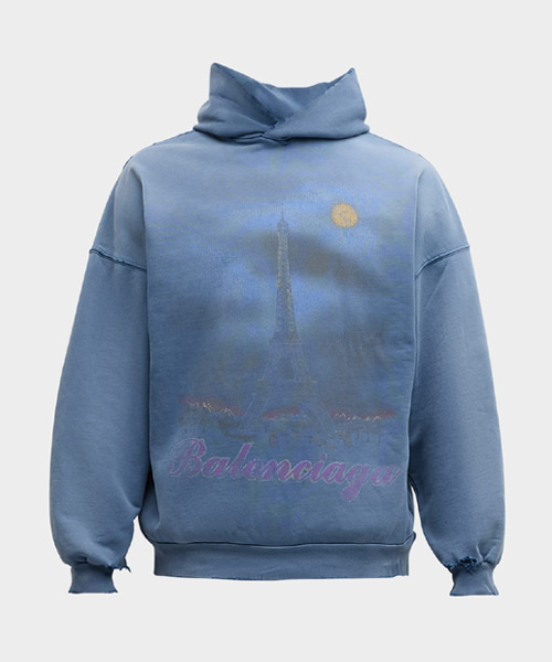 파리 문 후드 스웨트셔츠