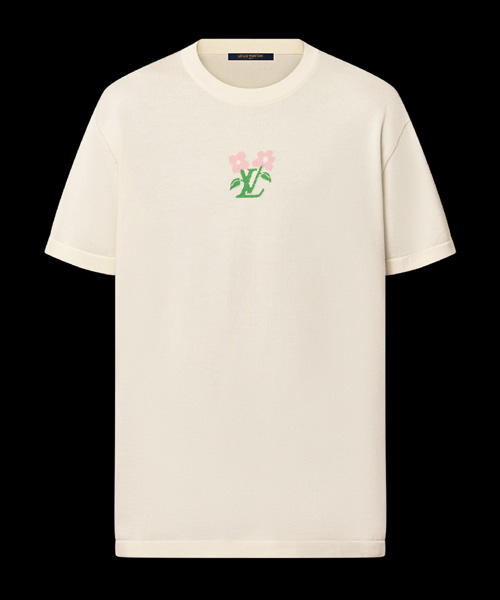 플라워 자수 코튼 니트 크루넥