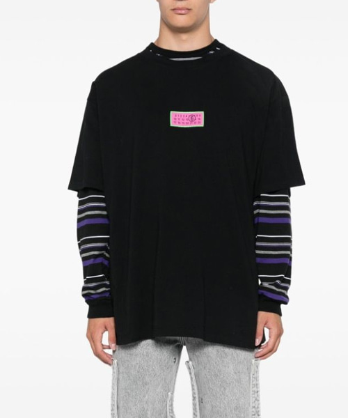 넘버 모티프 코튼 티셔츠