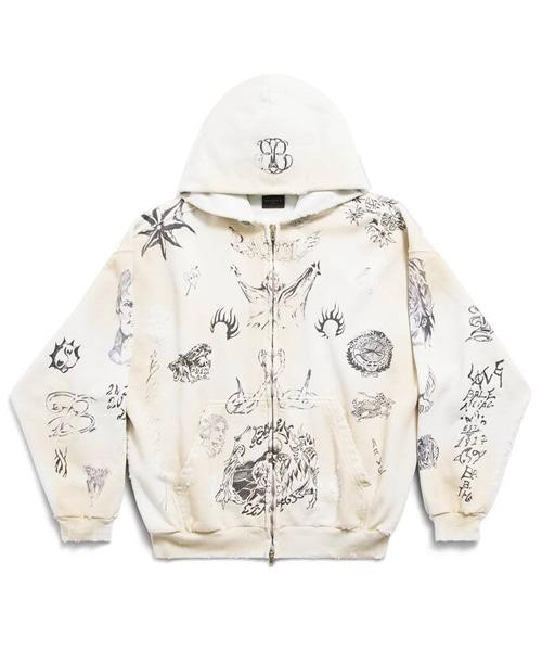 그래픽 프린트 집업 후디