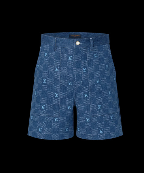 엠브로이더드 다미에 데님 쇼츠