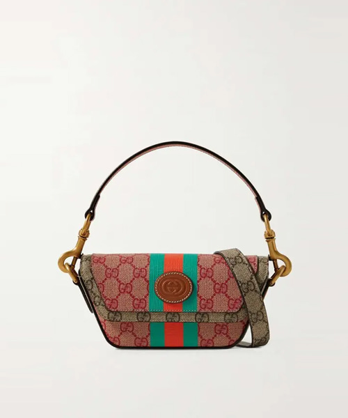 GG 미니 레더 트리밍 모노그램 캔버스 코팅 메신저 백