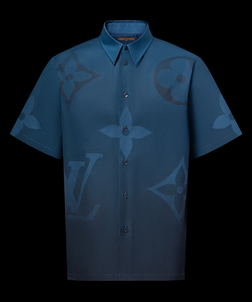 모노그램 프린트 숏 슬리브 셔츠