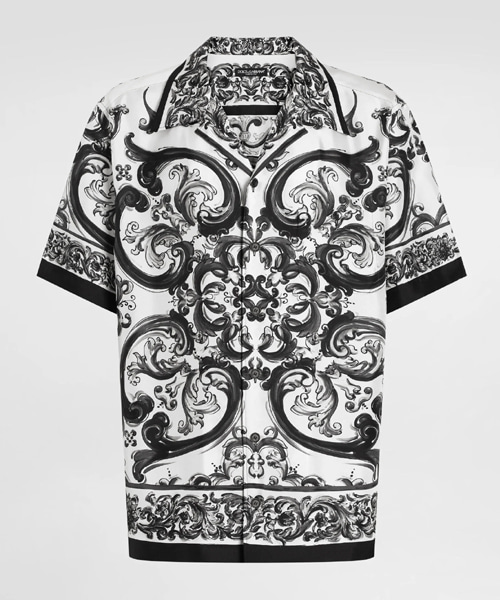 마욜리카 프린트 실크 트윌 셋업