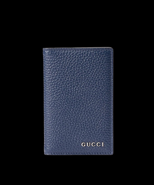 롱 카드 케이스 로고 블루 레더