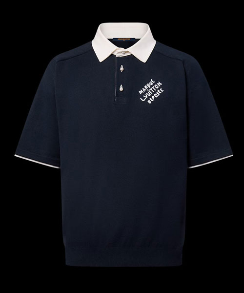 자수 코튼 블렌드 숏 슬리브 폴로 셔츠