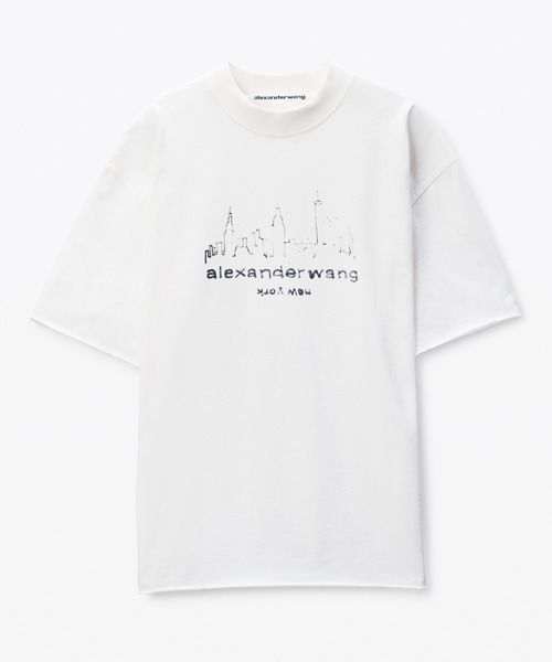 로고 프린트 코튼 티셔츠