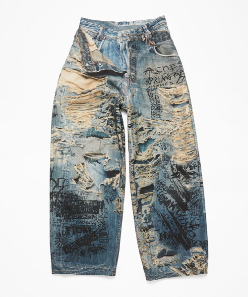 트롱프뢰유 낙서 프린트 배기핏 진