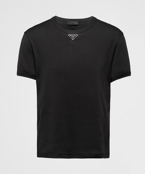 삼각 로고 패치 코튼 티셔츠