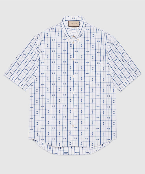 홀스빗 프린트 코튼 셔츠