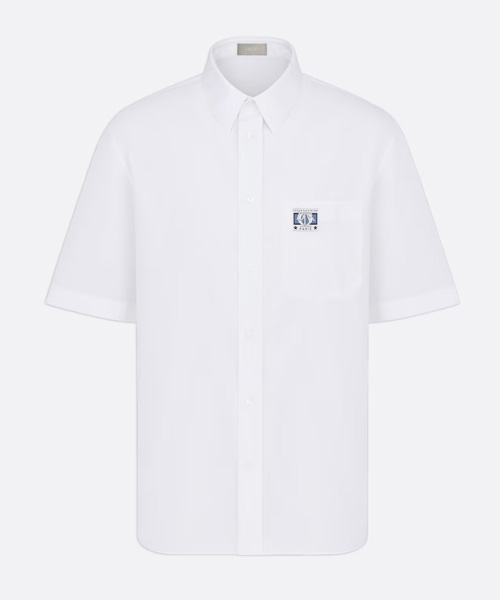 디올 참 코튼 샴브레이 반소매 셔츠